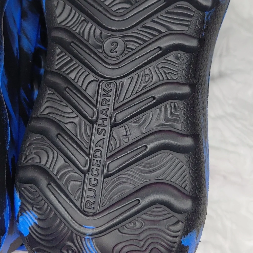 Rugged Shark Blue and Black Boys Water Shoes Sz 2